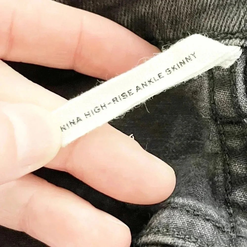Rag & Bone Faded Black Nina High Rise Ankle Skinny Jeans Women's Waist Size 29